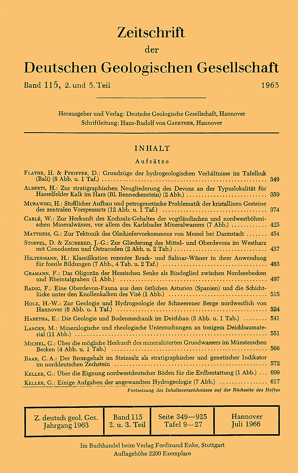 Cover image of: Zeitschrift der Deutschen Geologischen Gesellschaft Band 115 Heft 2-3