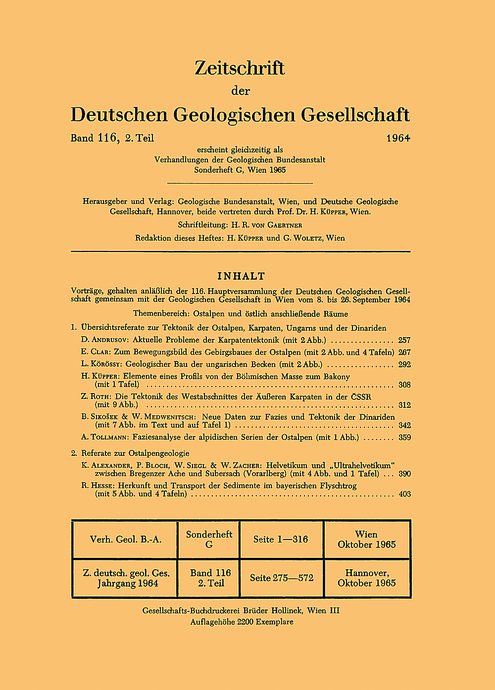Cover image of: Zeitschrift der Deutschen Geologischen Gesellschaft Band 116 Heft 2