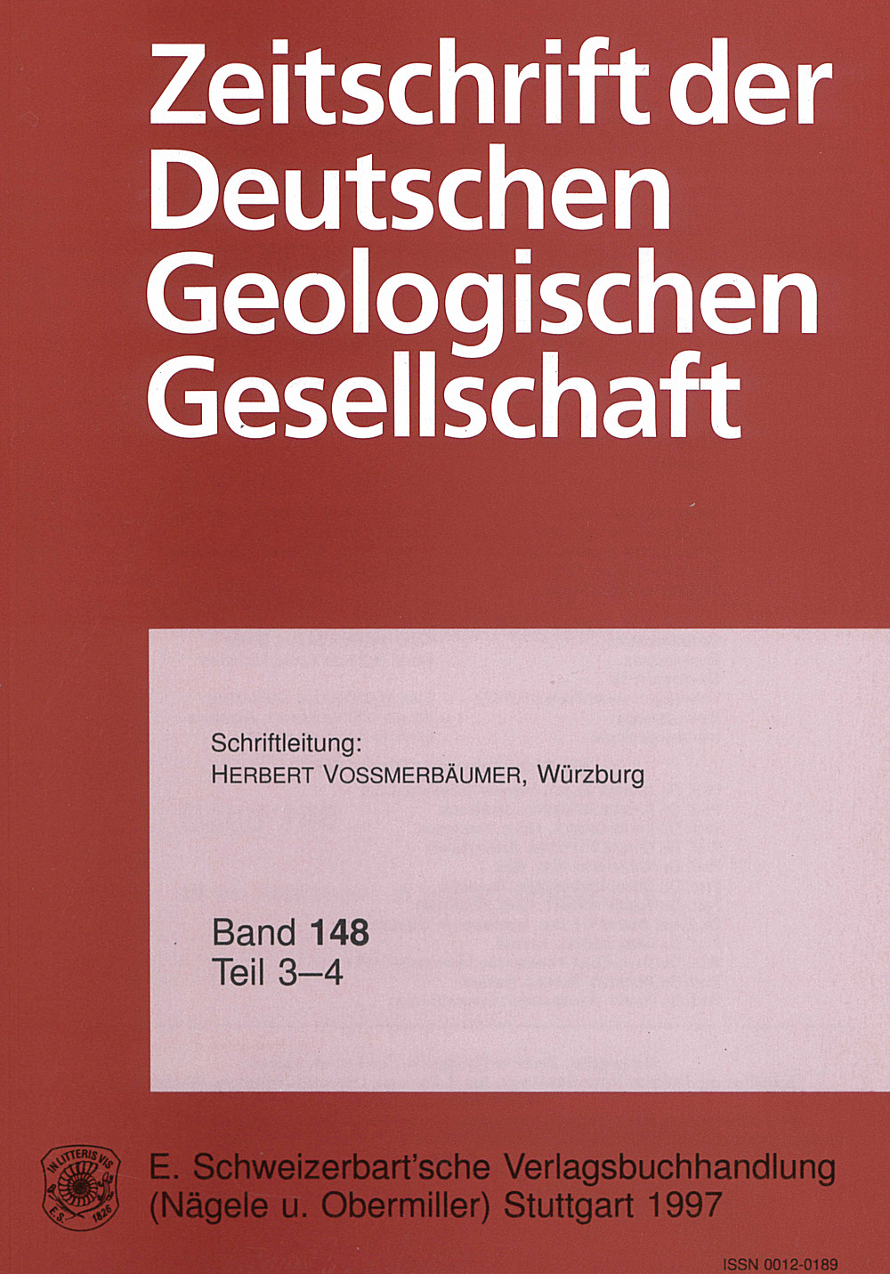 Cover image of: Zeitschrift der Deutschen Geologischen Gesellschaft Band 148 Heft 3-4