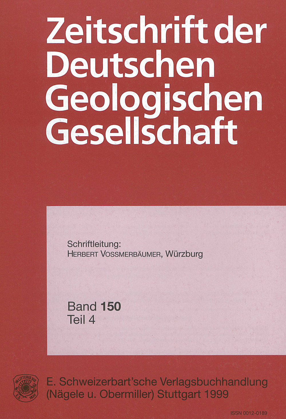 Umschlagbild des Buches: Zeitschrift der Deutschen Geologischen Gesellschaft Band 150 Heft 4