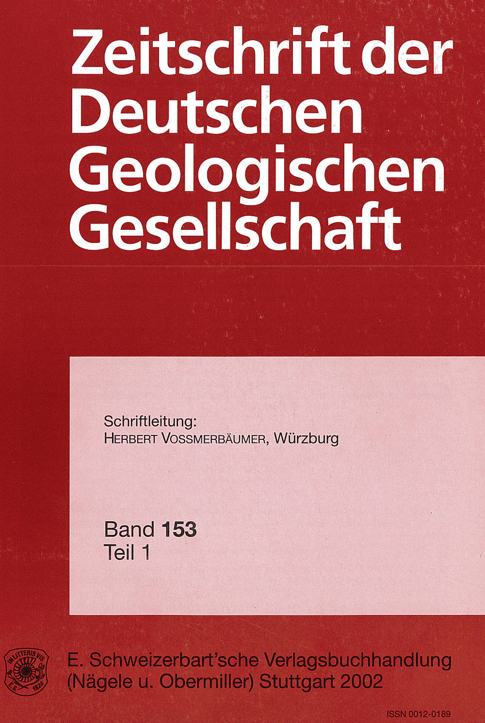 Cover image of: Zeitschrift der Deutschen Geologischen Gesellschaft Band 153 Heft 1