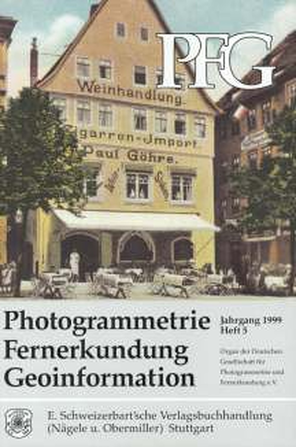 Cover image of:  - Photogrammetrie - Fernerkundung - Geoinformation Jahrgang 1999 Heft 5 