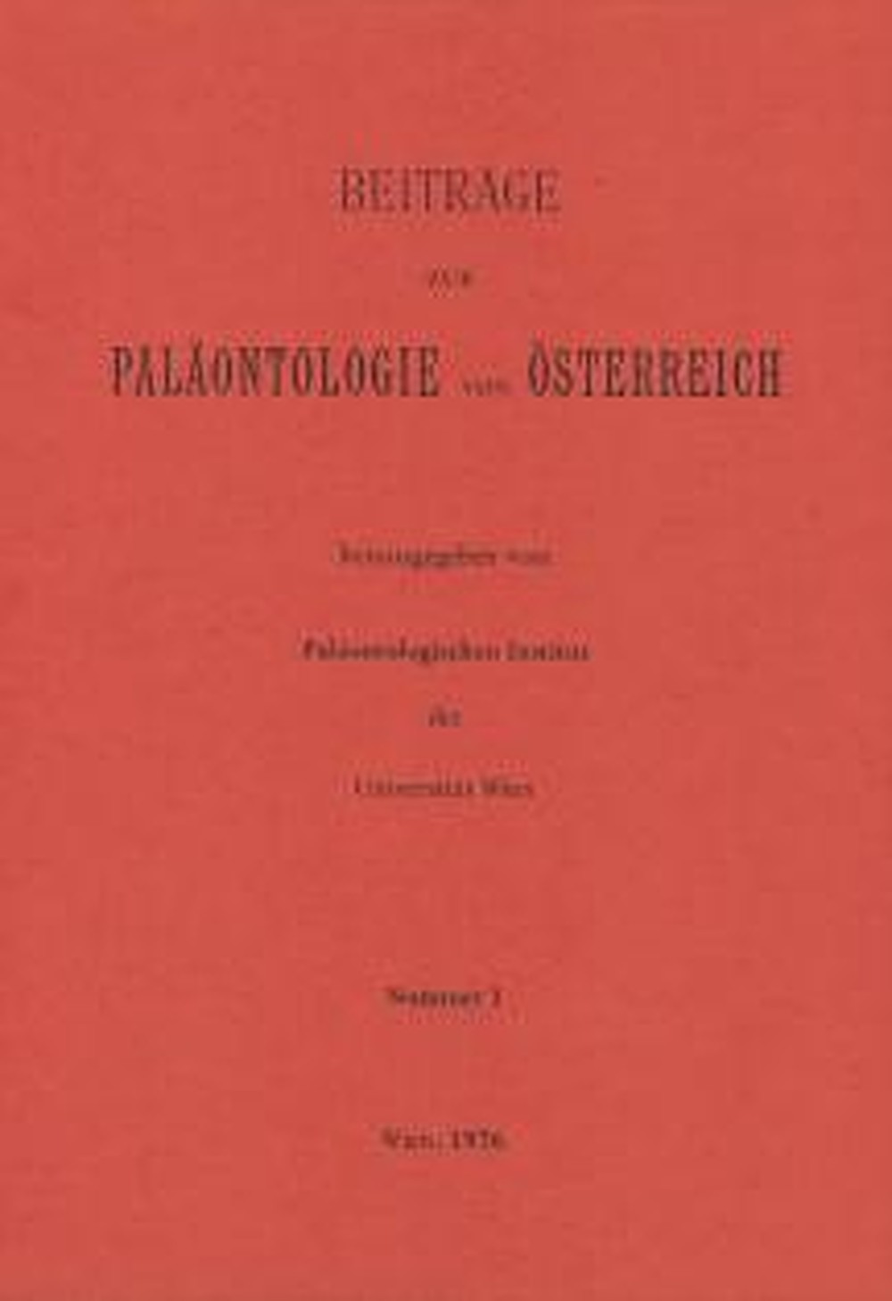 Umschlagbild des Buches:  - Beiträge zur Paläontologie von Österreich Band 1 