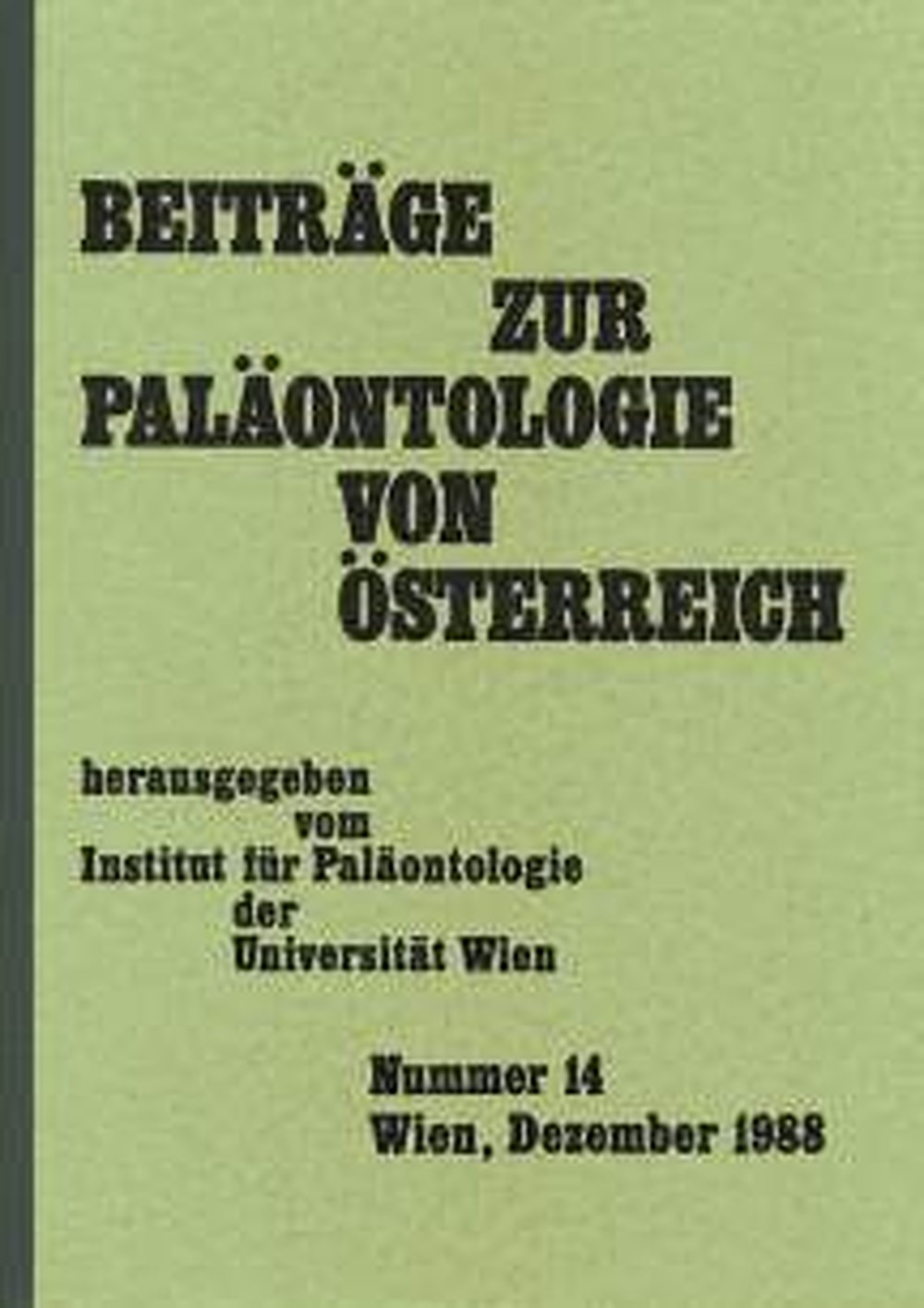 Cover image of:  - Beiträge zur Paläontologie von Österreich Band 14 