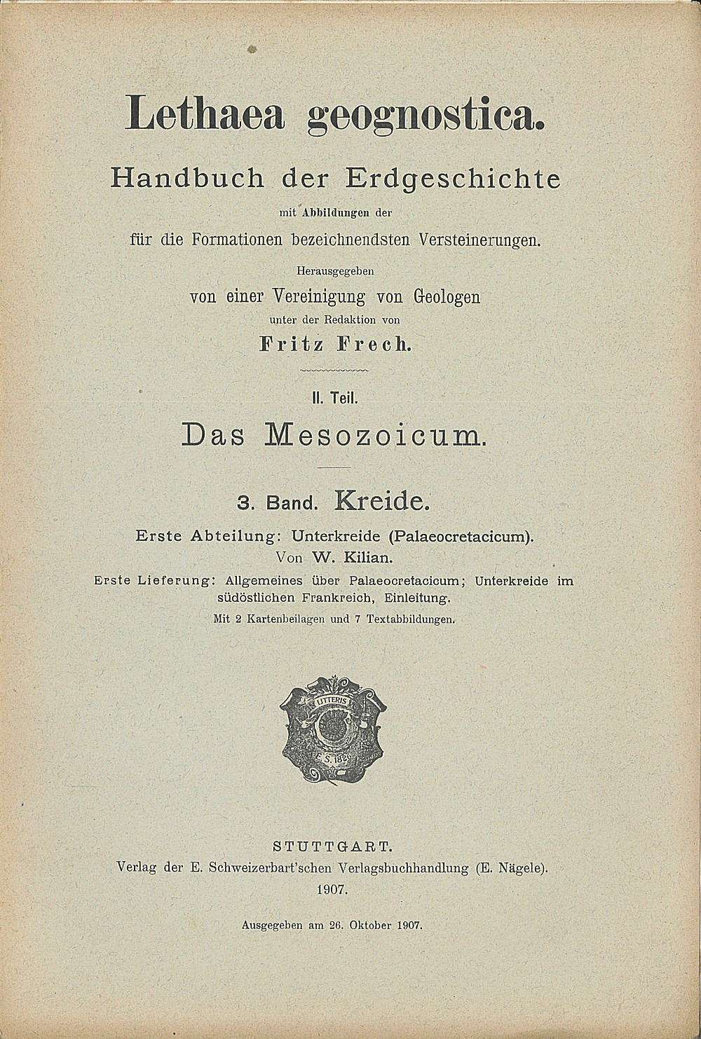 Image de couverture de: W. Kilian - Das Mesozoicum. Kreide Unterkreide (Palaeocretacicum)