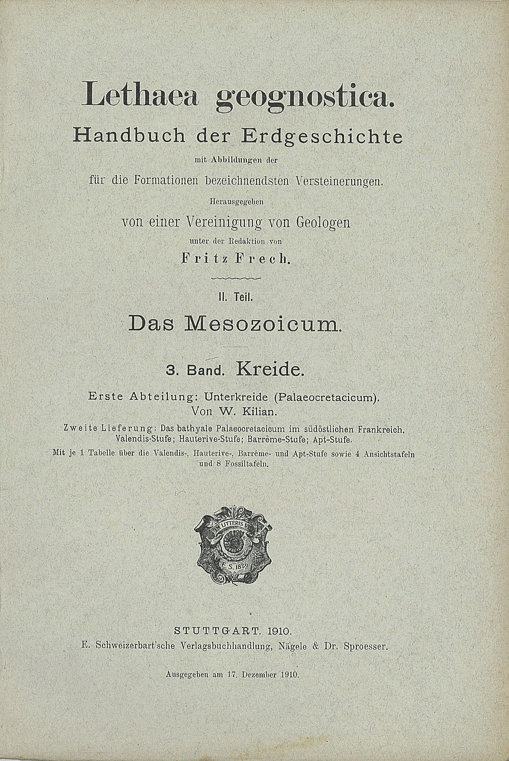 Cover image of: W. Kilian - Das Mesozoicum. Kreide Unterkreide (Palaeocretacicum)