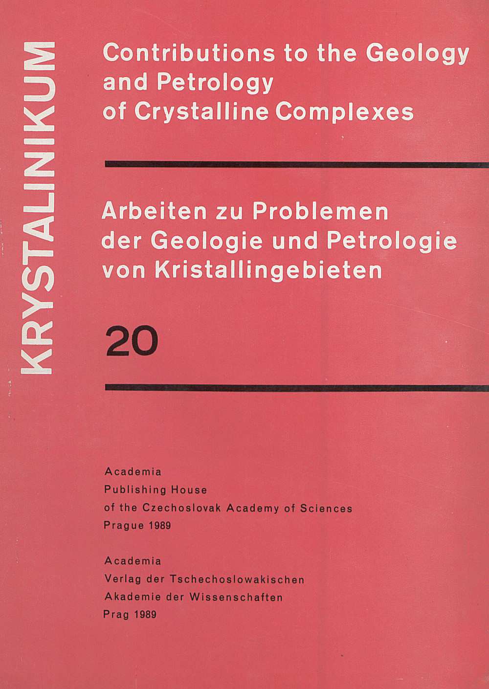 Cover image of:  - Krystalinikum Contributions to the geology and petrology of Cristalline 
Complexes. Arbeiten zu den Problemen der Geologie und Petrologie von Kristallingebieten