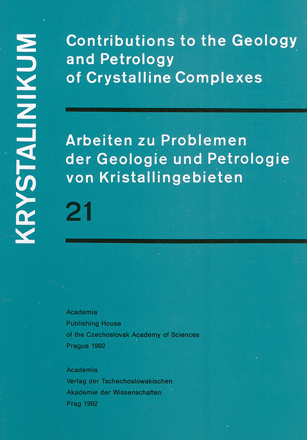 Cover image of:  - Krystalinikum Contributions to the geology and petrology of cristalline 
complexes. Arbeiten zu den Problemen der Geologie und Petrologie von Kristallingebieten