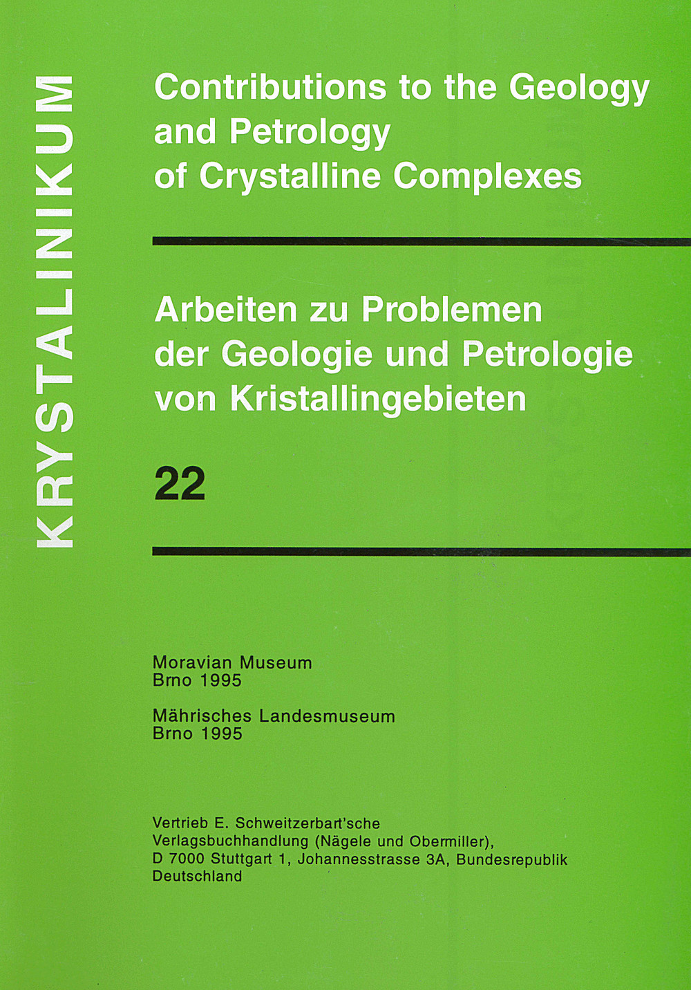 Cover image of:  - Krystalinikum Contributions to the geology and petrology of Crystalline
 Complexes. Arbeiten zu den Problemen der Geologie und 
Petrologie von Kristallingebieten