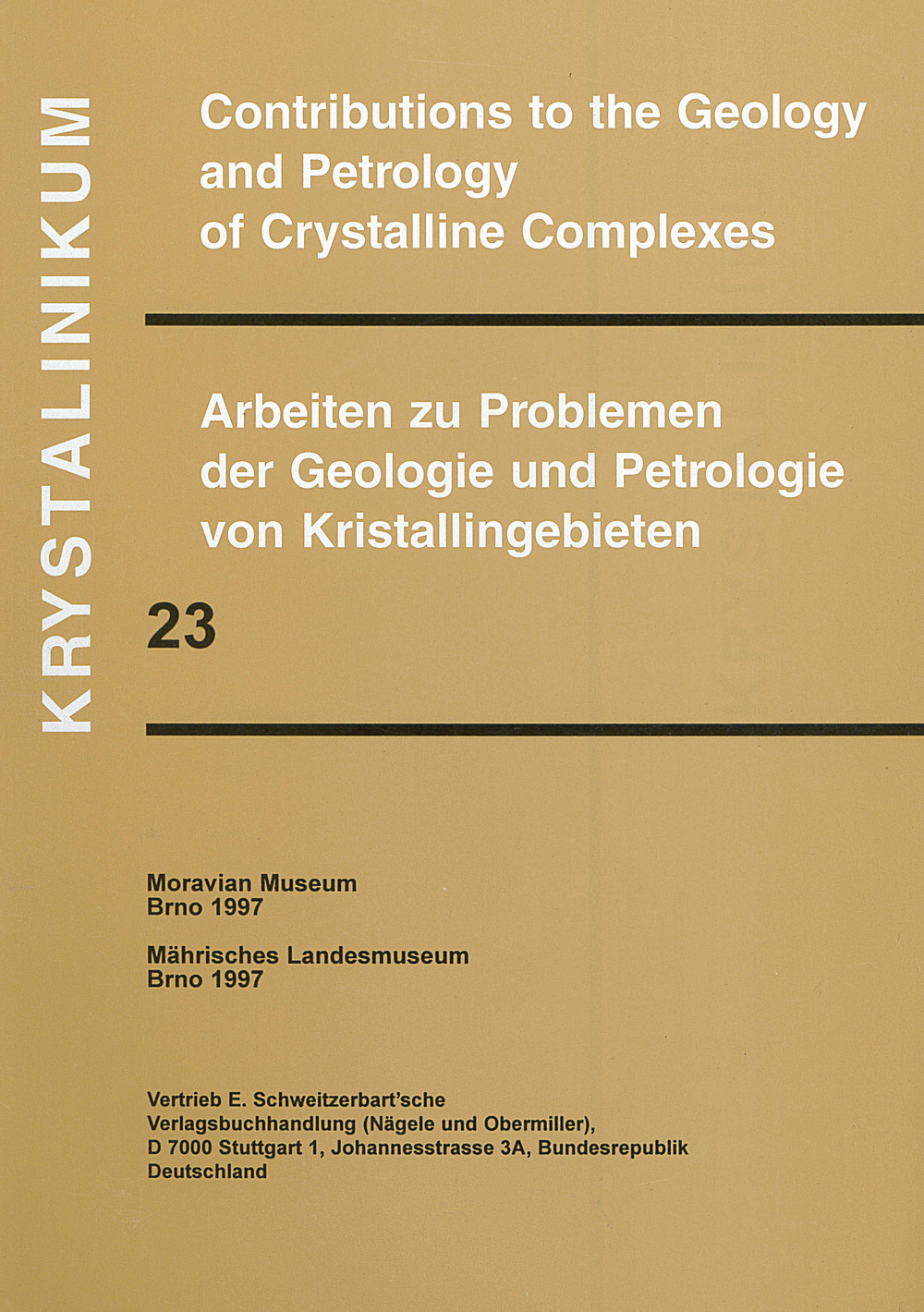 Cover image of:  - Krystalinikum Contributions to the Geology and Petrology of crystalline complexes. Arbeiten zu Problemen der Geologie und Petrologie von Kristallingebieten