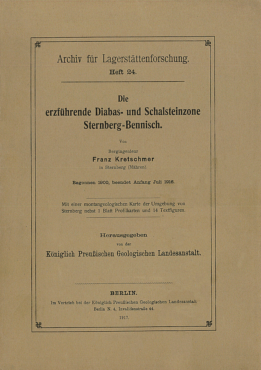 Cover image of: Franz Kretschmer - Die erzführende Diabas- und Schalsteinzone 
Sternberg-Bennisch 