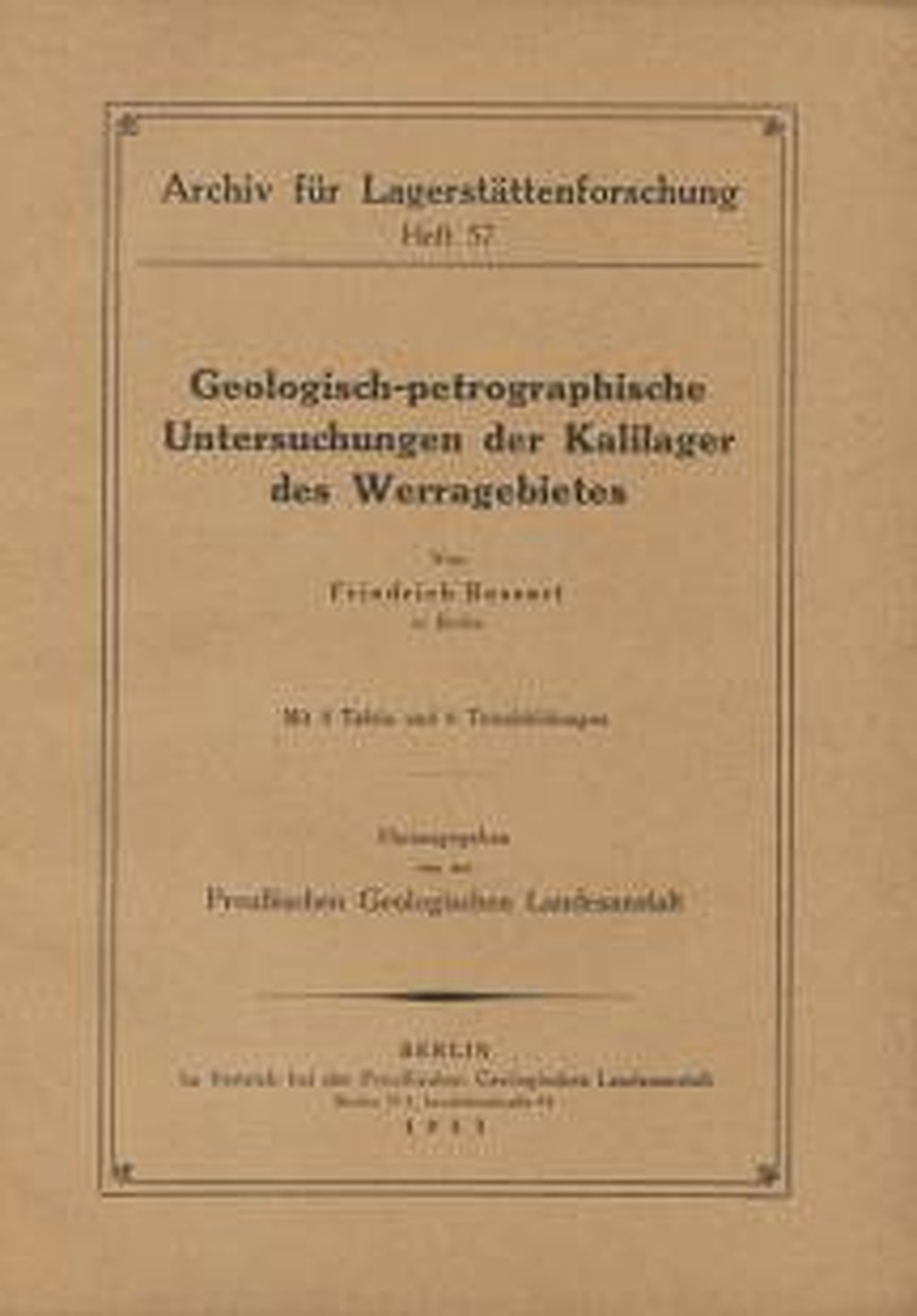 Cover image of: Friedrich Bessert - Geologisch-petrographische Untersuchungen der Kalilager 
des Werragebietes 