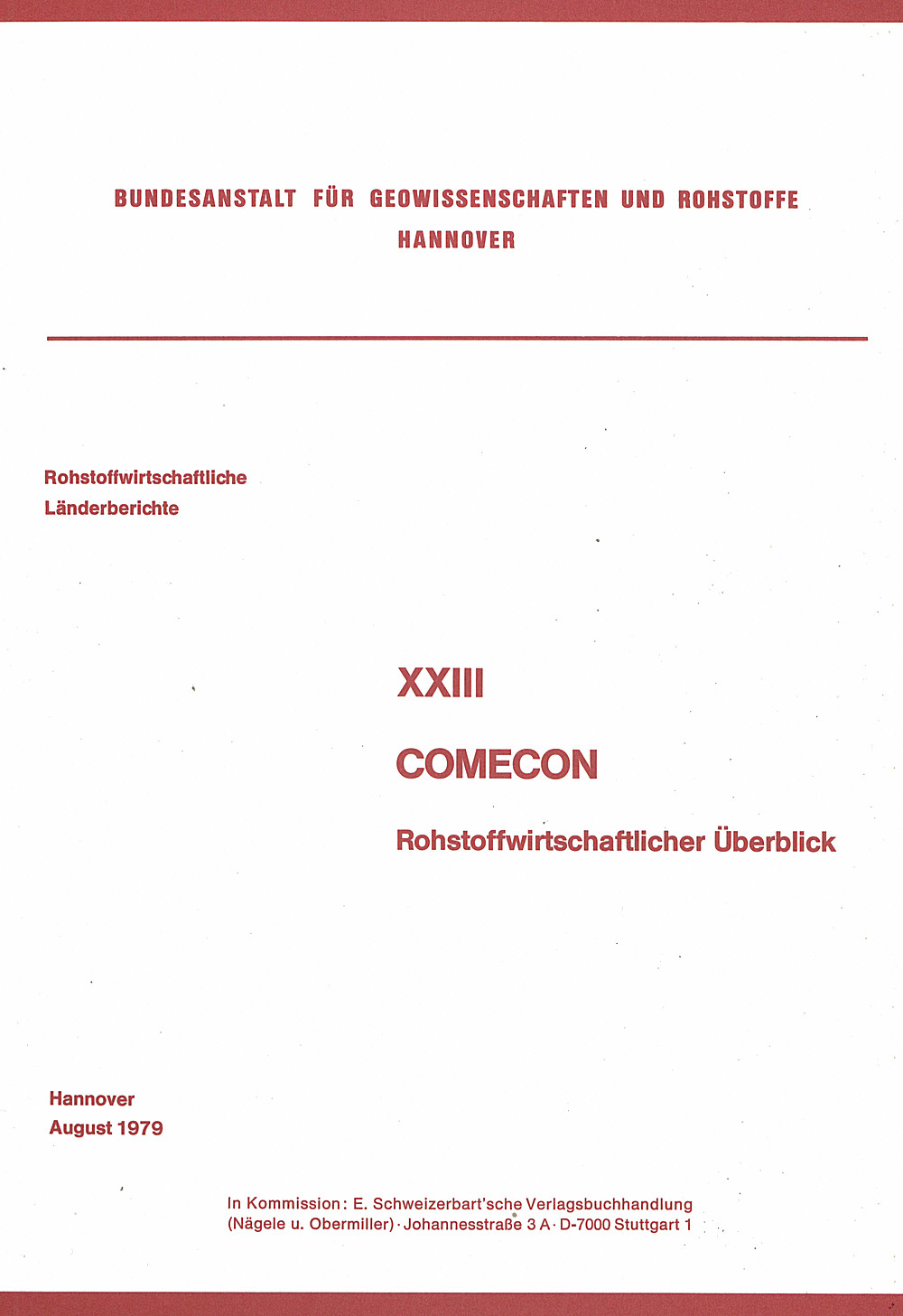 Cover image of:  - Comecon, Rohstoffwirtschaftlicher Überblick 