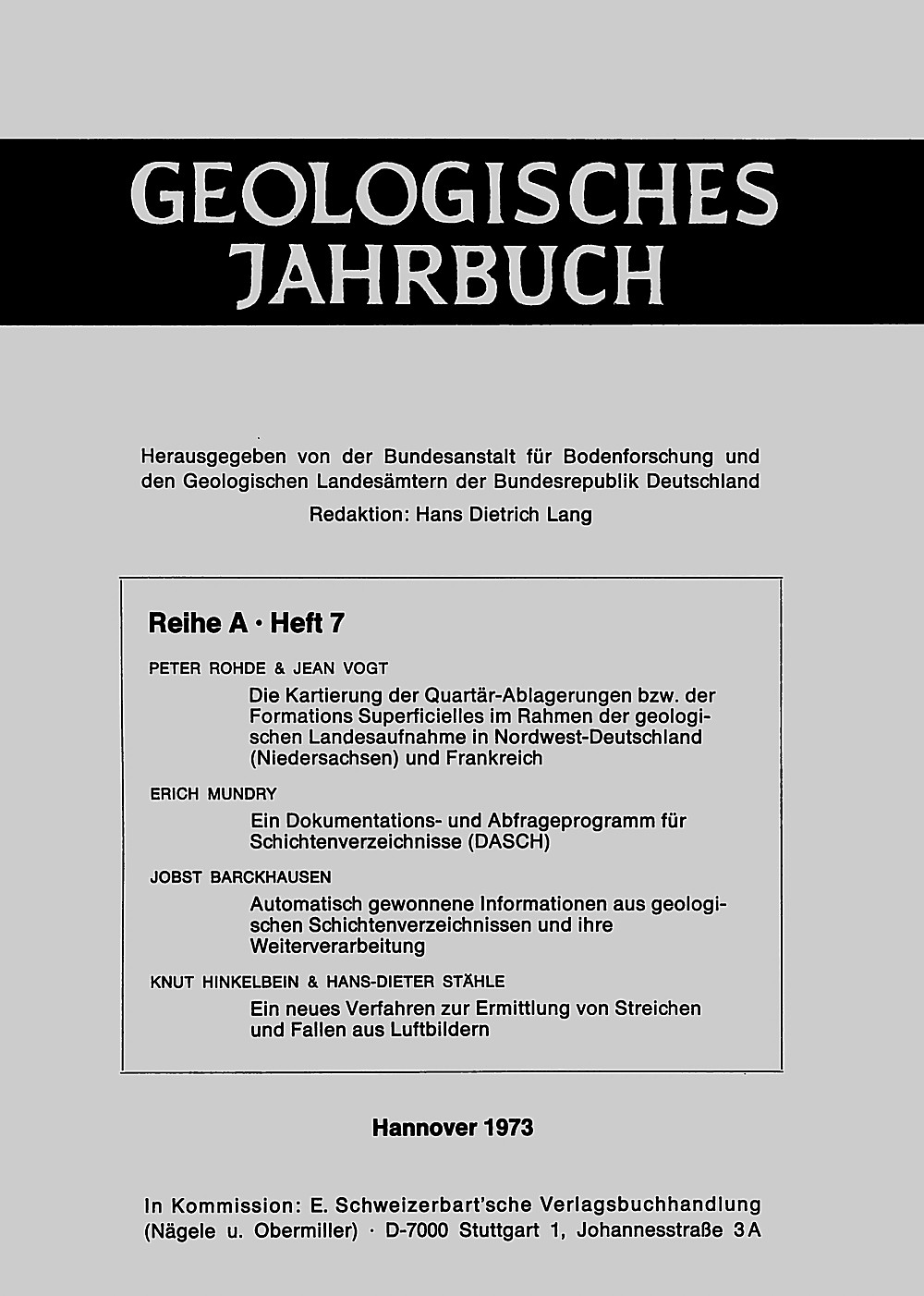 Cover image of:  - Beiträge zur Kartierung Norddeutschlands und 
Dokumentations und Auswertemethoden 