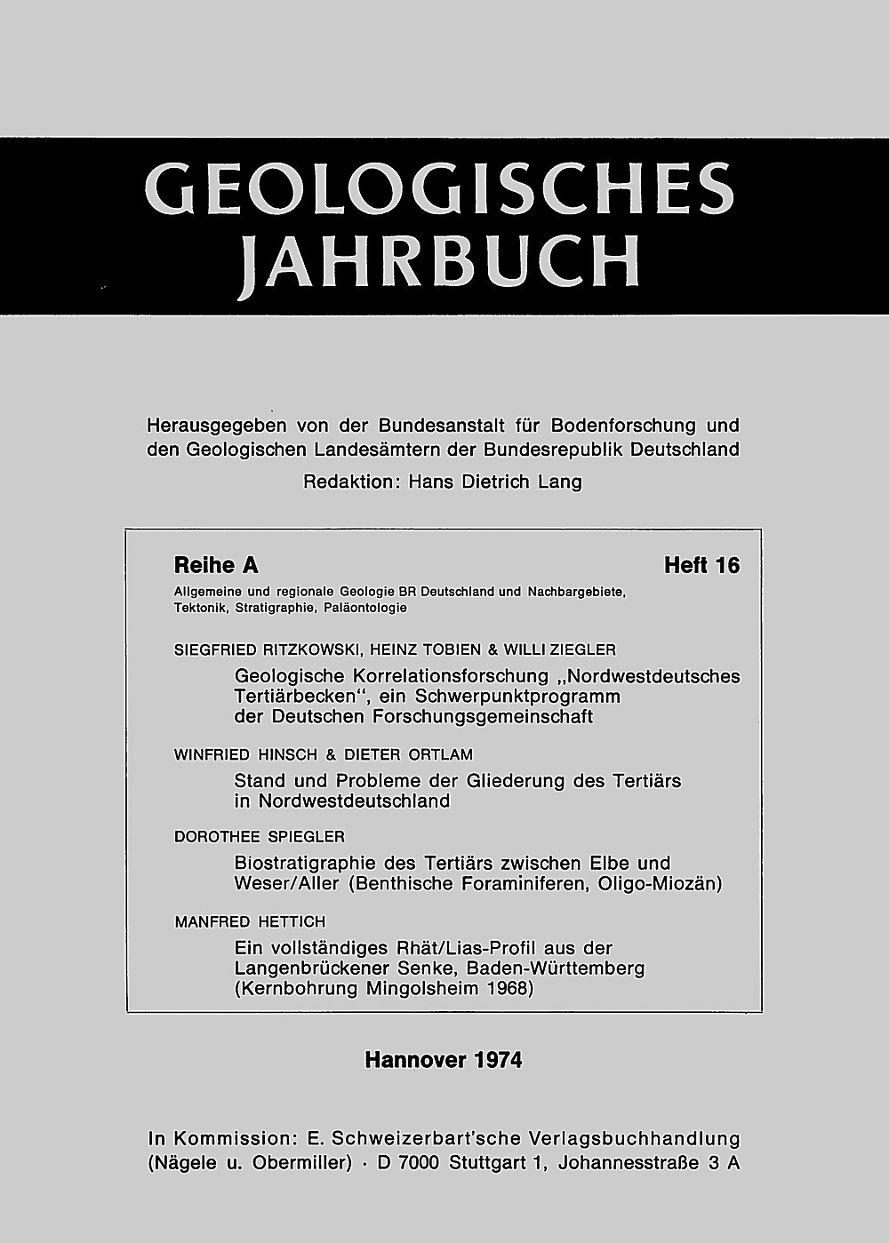 Image de couverture de:  - Beiträge zur Stratigraphie des Nordwestdeutschen Tertiärbeckens und
des unteren Jura in Baden-Württemberg 