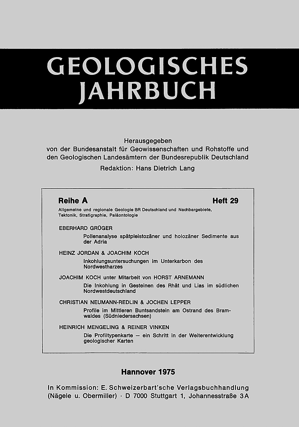 Umschlagbild des Buches:  - Pollenanalyse und Inkohlungsstudien in Norddeutschland 