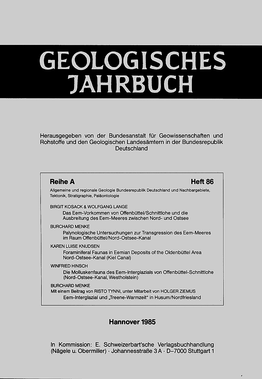 Cover image of:  - Geologisches Jahrbuch, Reihe A, Heft A86 