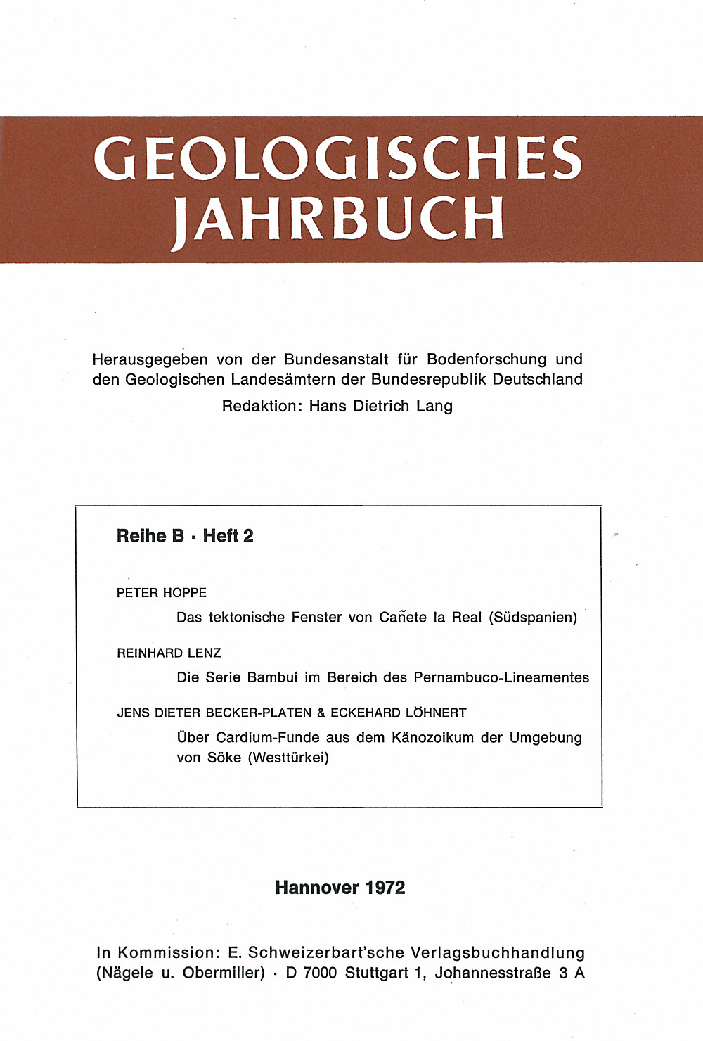 Umschlagbild des Buches:  - Geologisches Jahrbuch, Reihe B, Heft B2 
