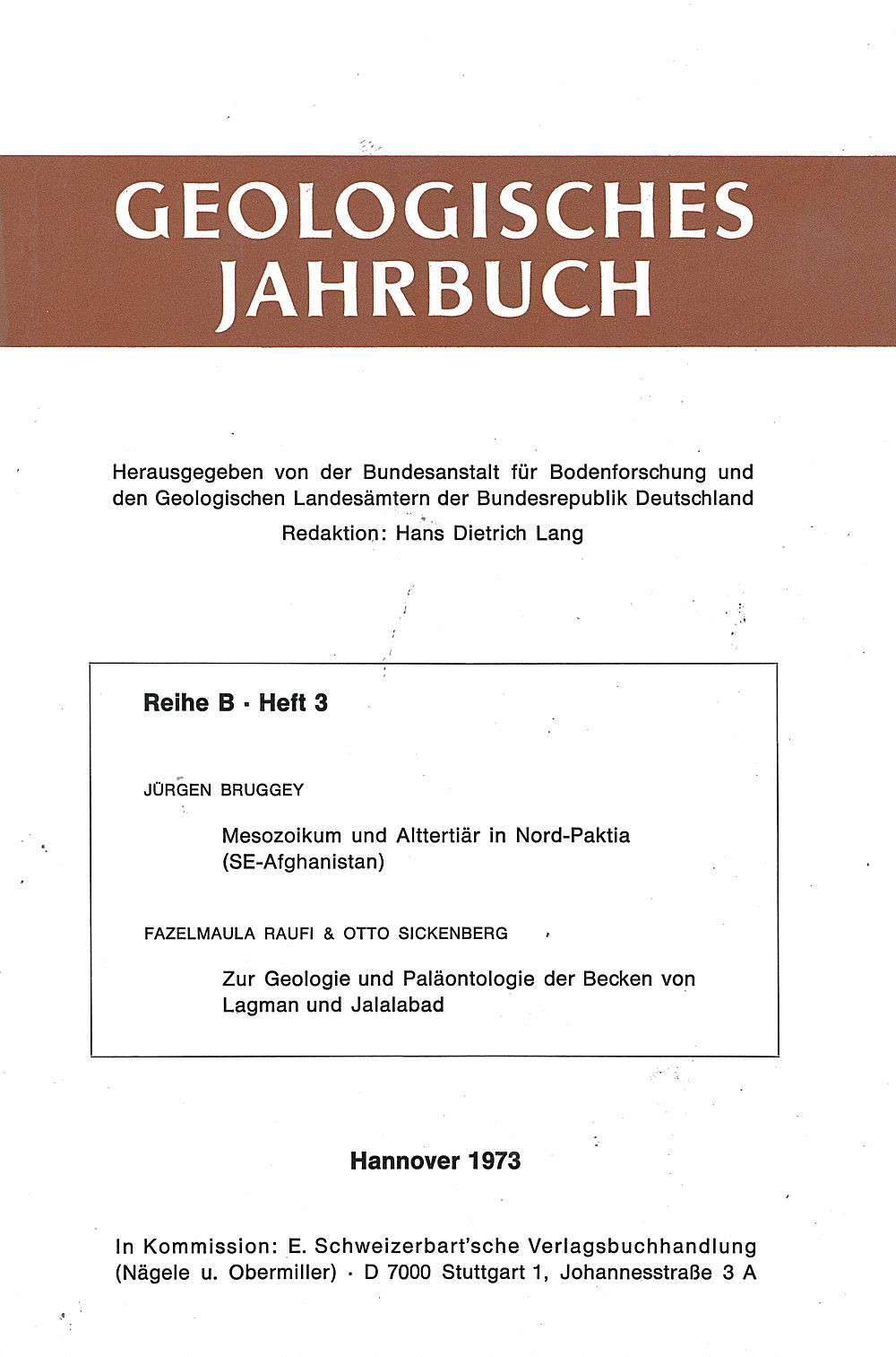 Umschlagbild des Buches:  - Geologisches Jahrbuch, Reihe B, Heft B3 