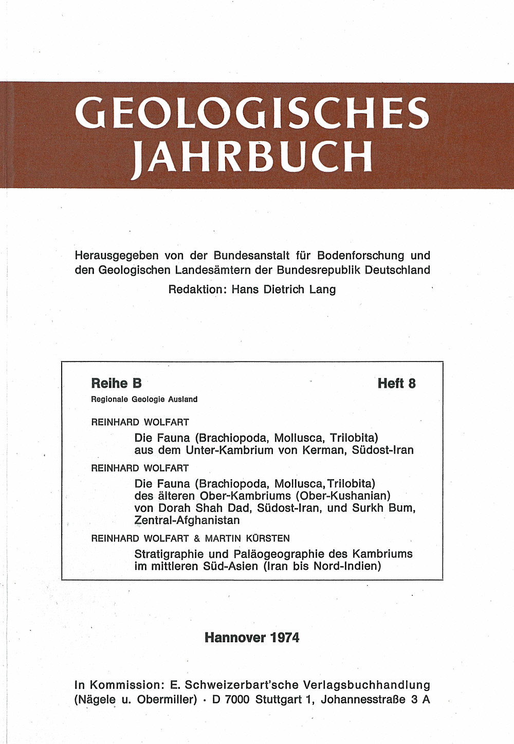 Cover image of:  - Geologisches Jahrbuch, Reihe B, Heft B8 