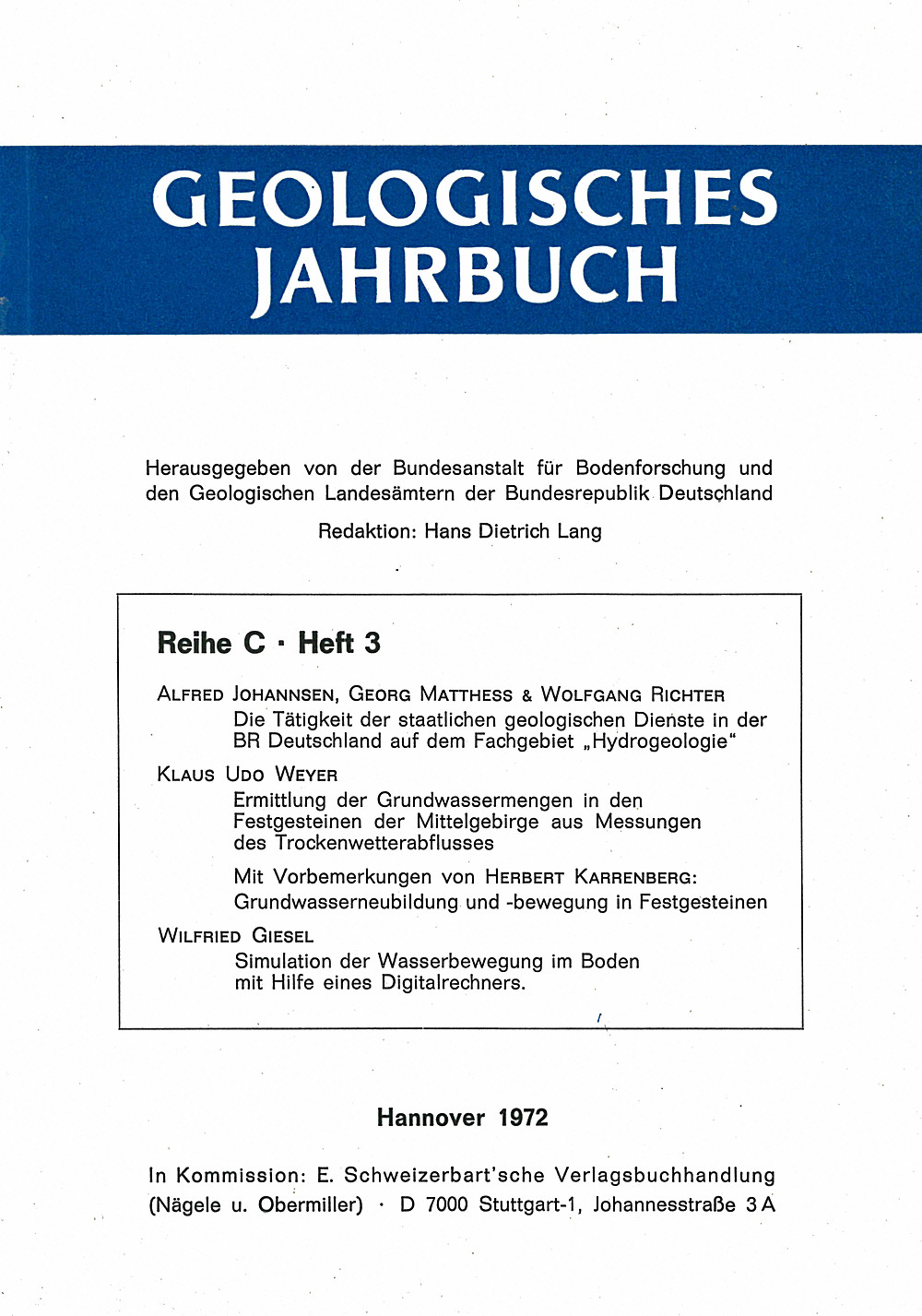 Cover image of:  - Geologisches Jahrbuch Reihe C, Heft C3 
