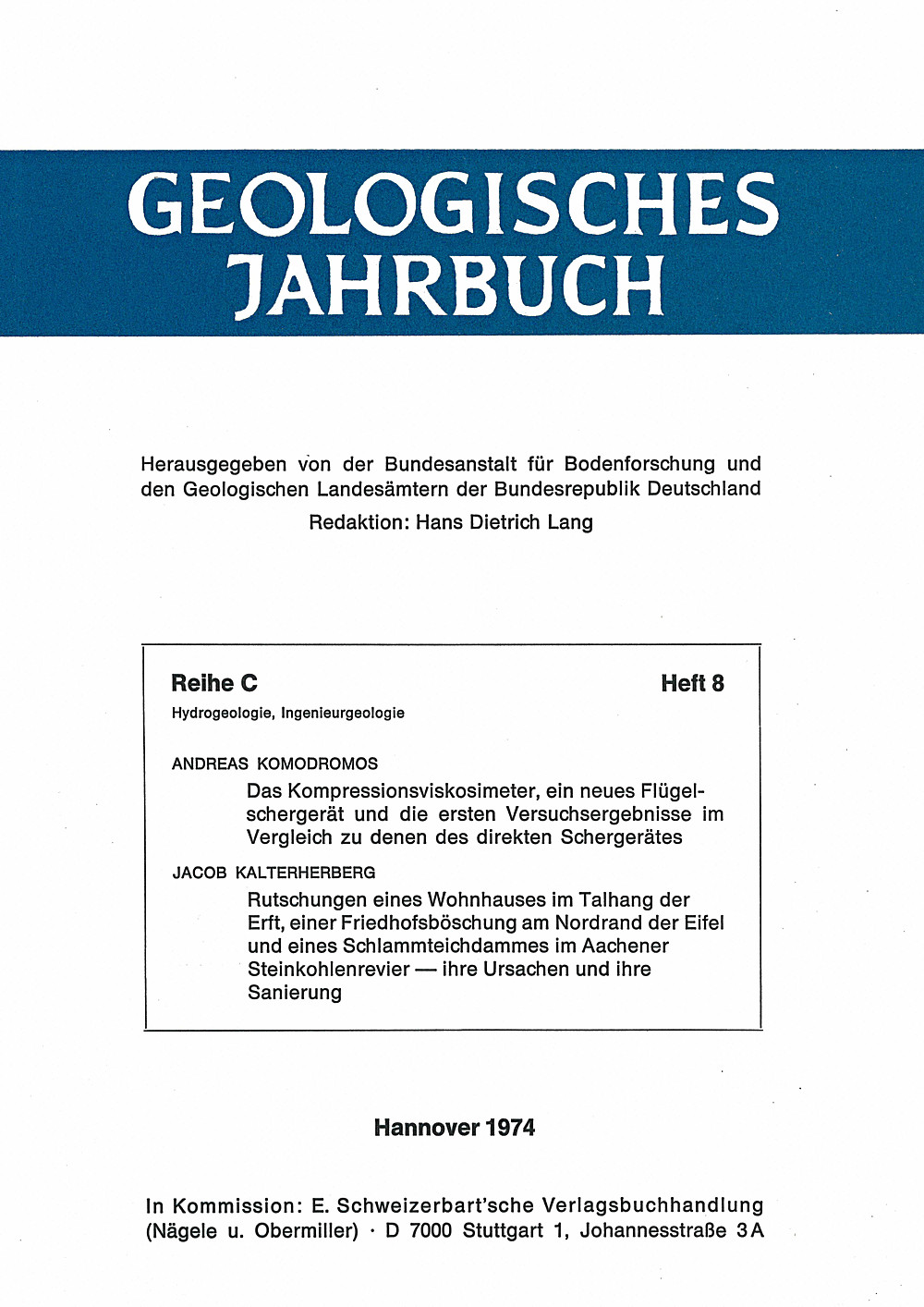 Cover image of:  - Geologisches Jahrbuch, Reihe C, Heft C8 