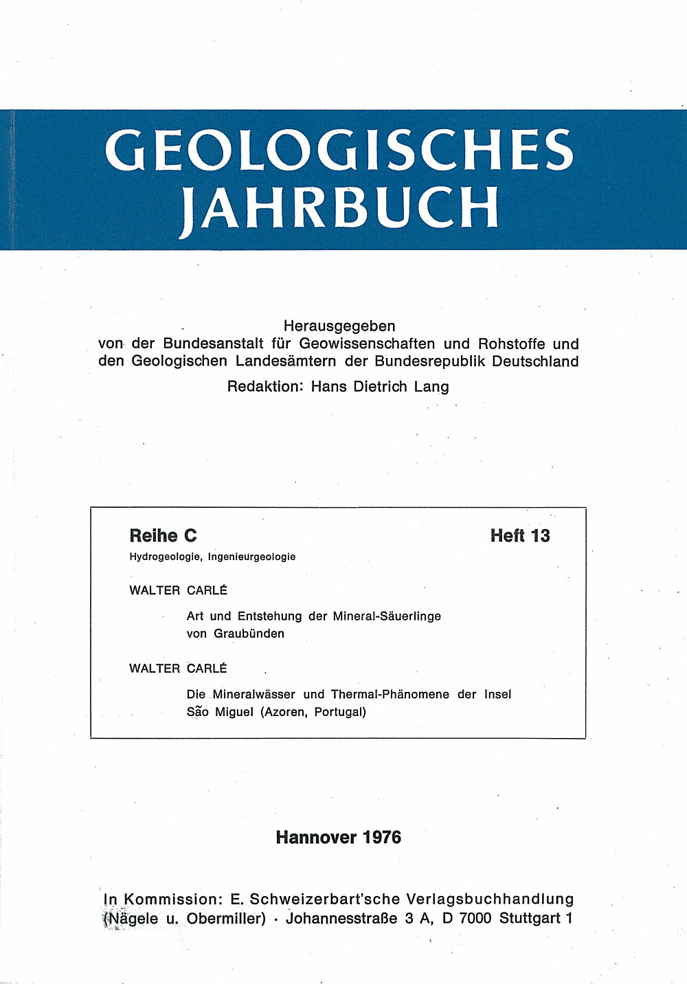 Cover image of:  - Geologisches Jahrbuch, Reihe C, Heft C13 