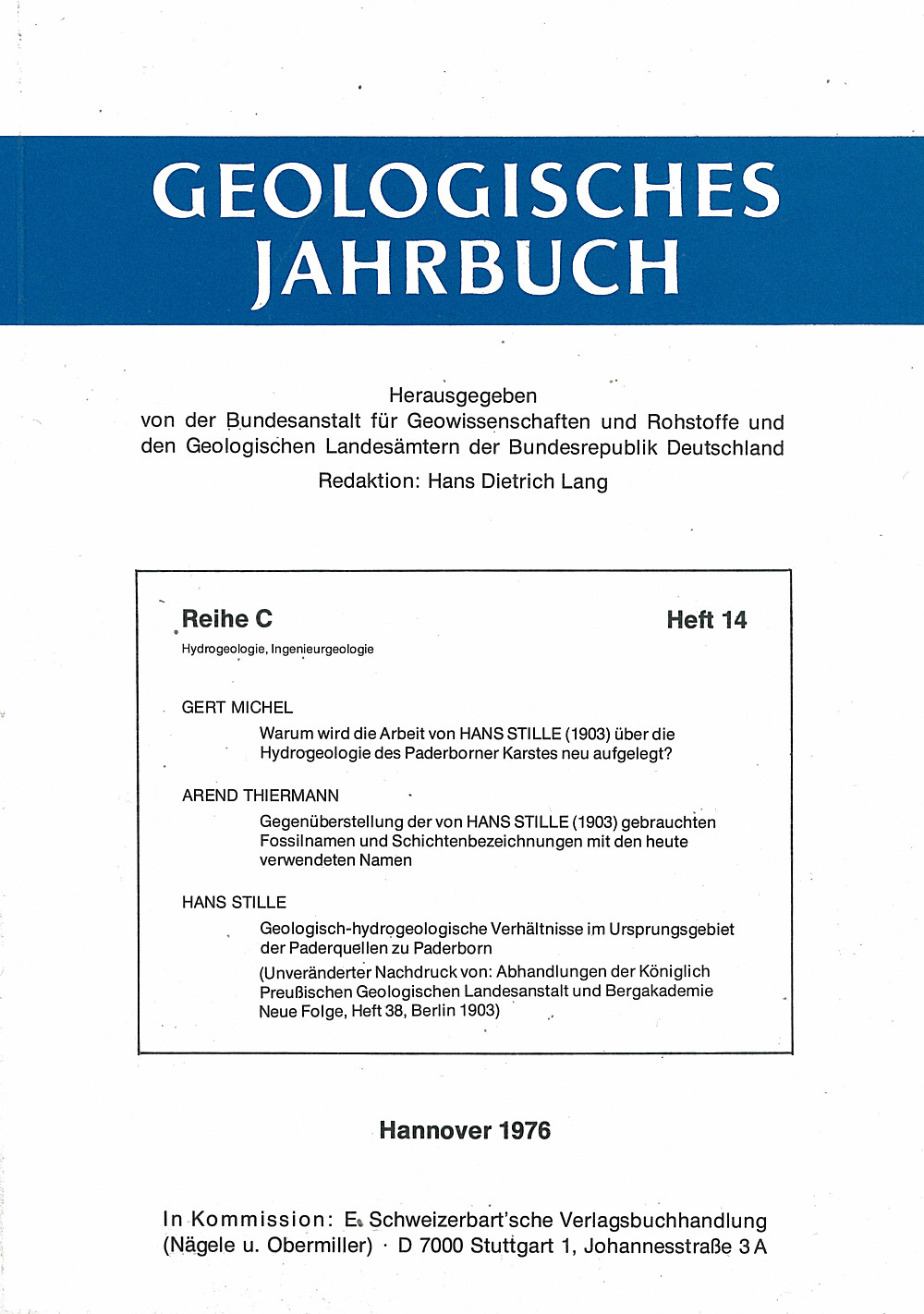 Image de couverture de:  - Geologisches Jahrbuch, Reihe C, Heft C14 