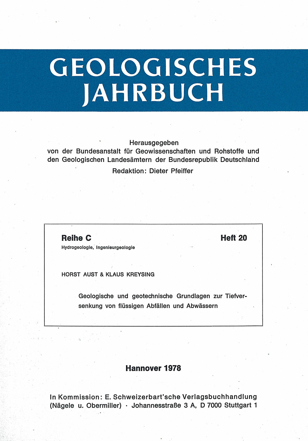 Umschlagbild des Buches: H. Aust; K. Kreysing - Geologische und geotechnische Grundlagen zur Tiefversenkung
von flüssigen Abfällen und Abwässern 