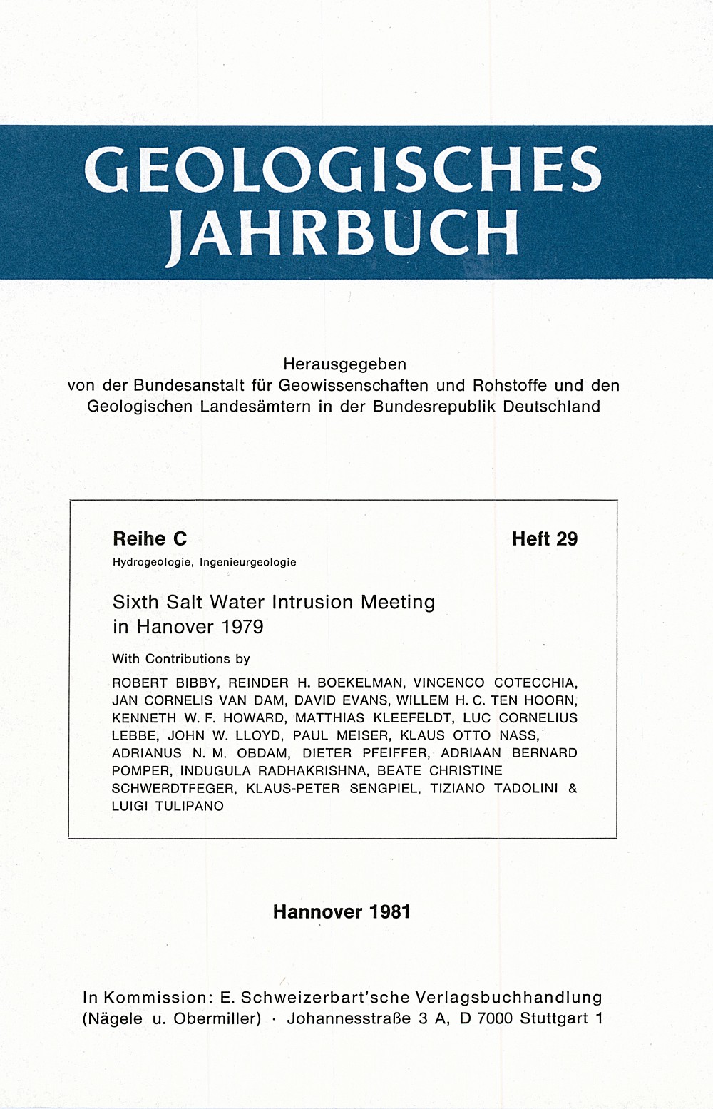 Cover image of:  - Sixth Salt Water Intrusion Meeting in Hanover, 1979 