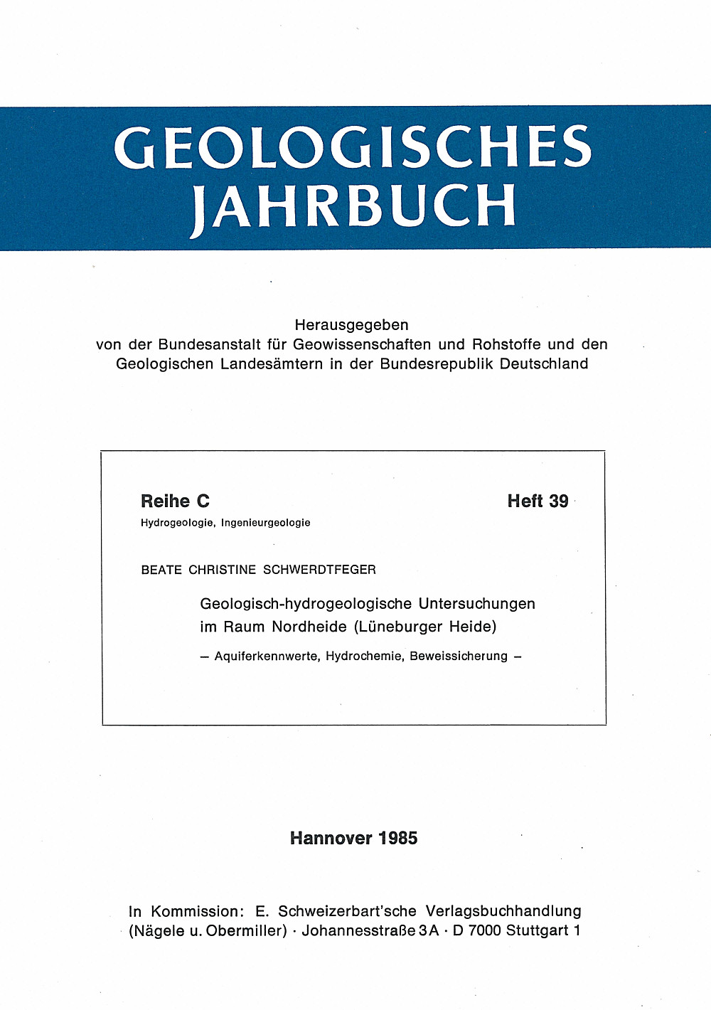 Cover image of: B. Schwerdtfeger - Geologisch-hydrogeologische Untersuchungen im Raum
Nordheide (Lüneburger Heide) Aquiferkennwerte, Hydrochemie, Beweissicherung
