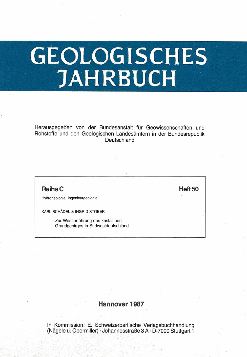Cover image of: Karl Schädel; Ingrid Stober - Zur Wasserführung des kristallinen Grundgebirges in Südwestdeutschland 