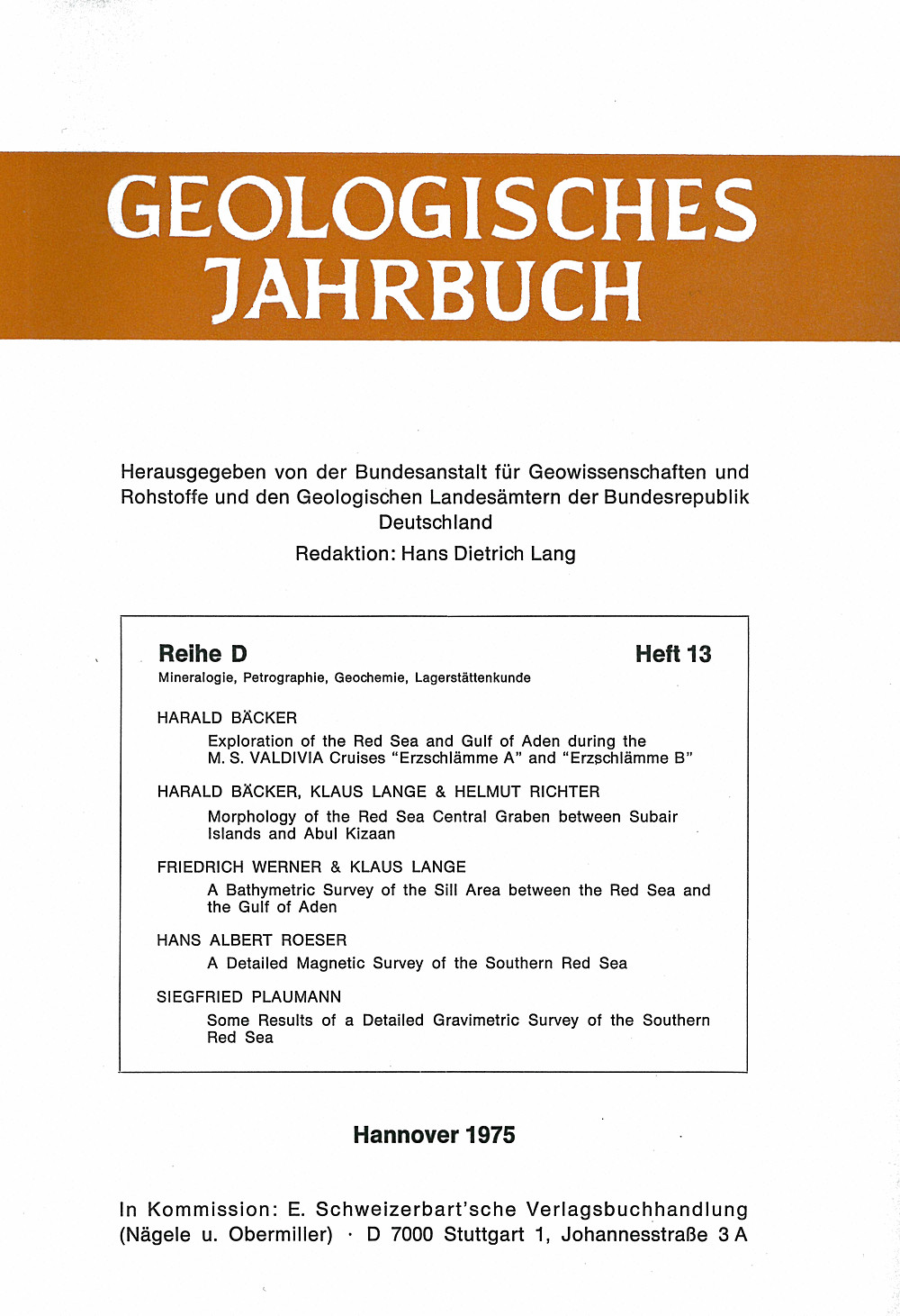 Cover image of:  - Geologisches Jahrbuch, Reihe D, Heft D13 