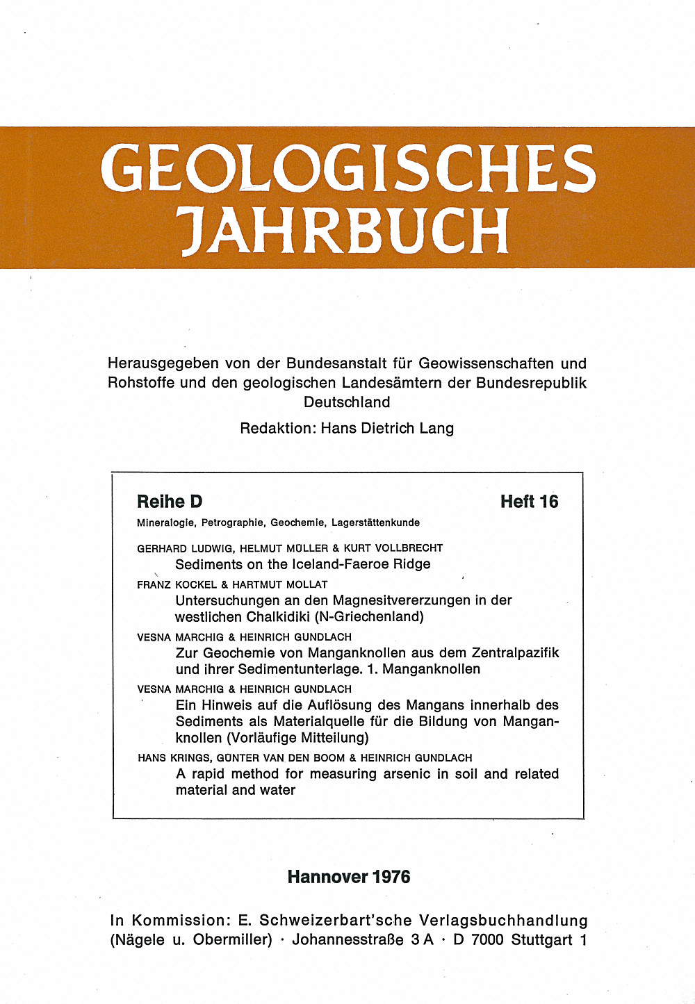 Cover image of: G. Ludwig; H. Müller; K. Vollbrecht - Sediments on the Iceland Faeroe Ridge 
