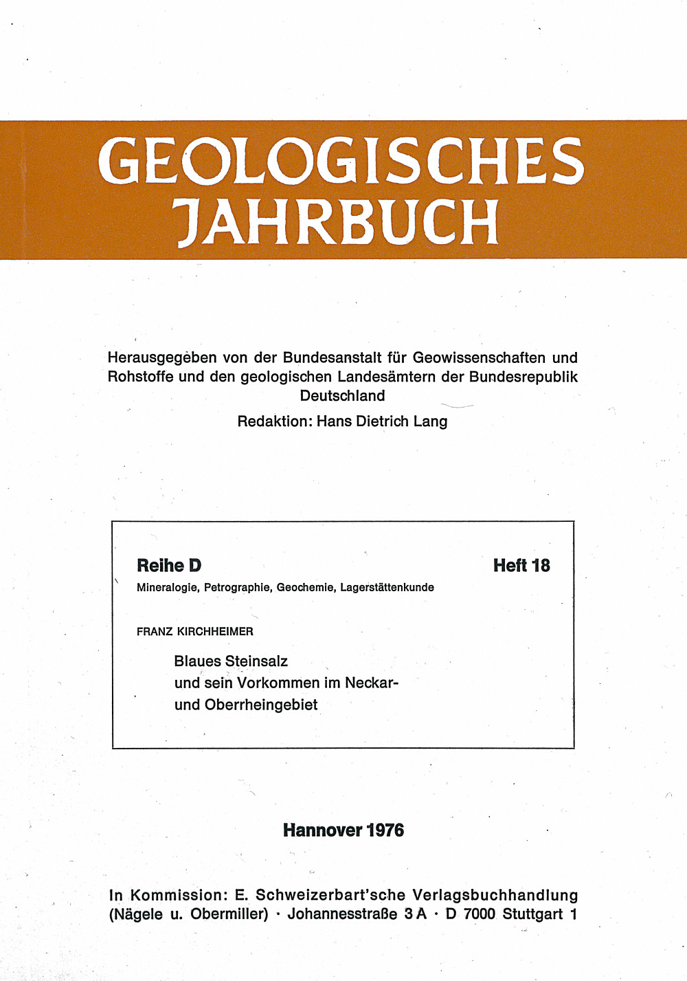 Cover image of: F. Kirchheimer - Blaues Steinsalz und sein Vorkommen im Neckar- und 
Oberrheingebiet 