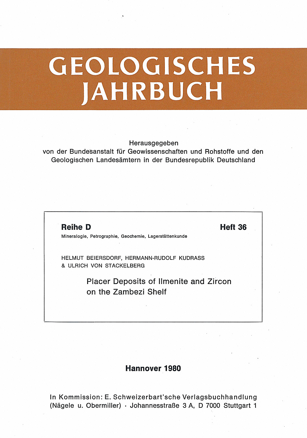 Cover image of: H. Beiersdorf; H.-R. Kudrass; Ulrich von Stackelberg - Placer Deposits of limenite and Zircon on the Zambezi Shelf 