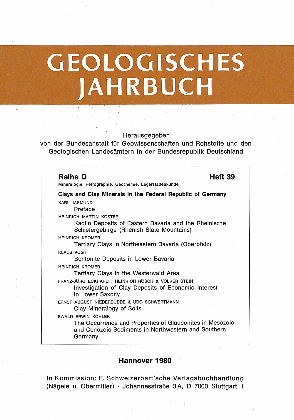 Cover image of:  - Geologisches Jahrbuch, Reihe D, Heft D39 