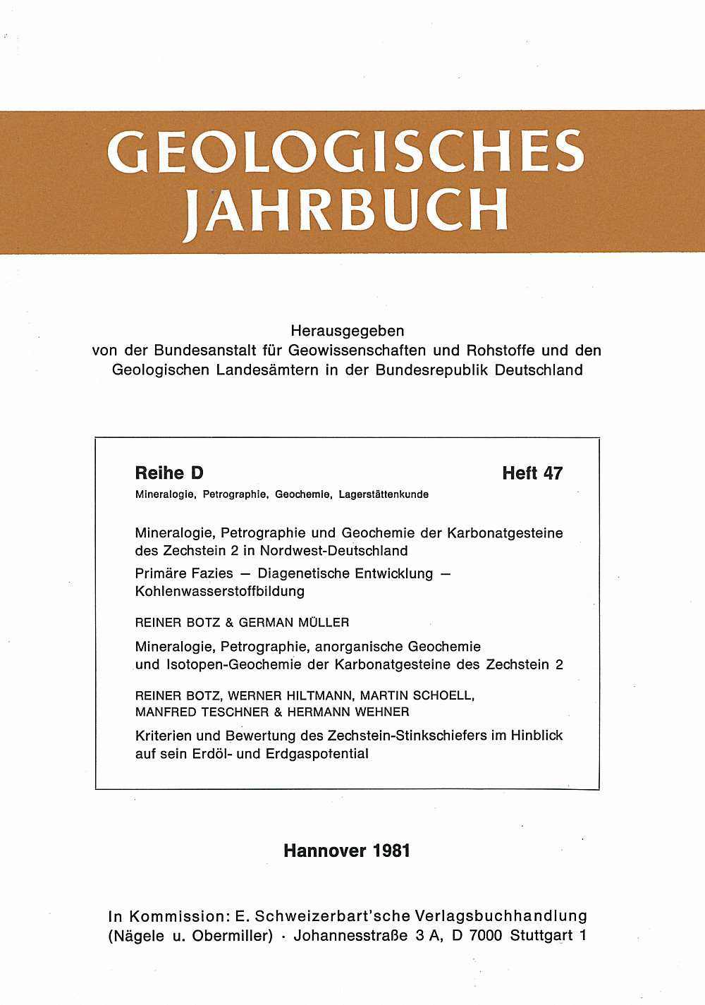 Cover image of:  - Geologisches Jahrbuch, Reihe D, Heft D47 
