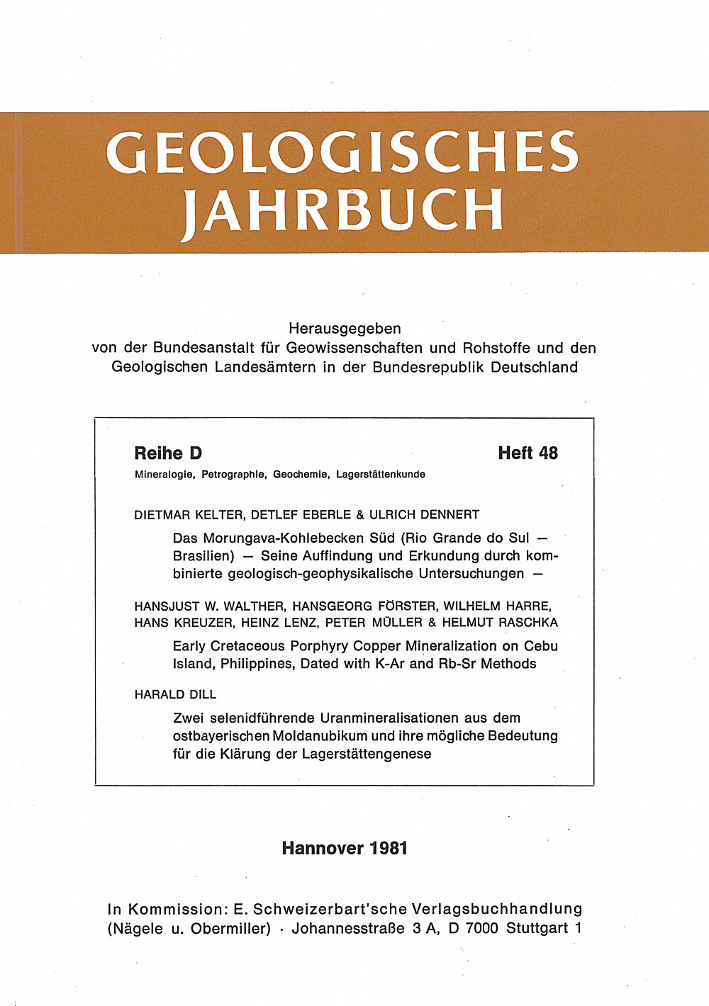 Image de couverture de: D. Kelter - Das Morungava-Kohlebecken Süd (Rio Grande do Sul, Brasilien) Seine Auffindung und Erkundung durch kombinierte 
geologisch-geophysikalische Untersuchungen