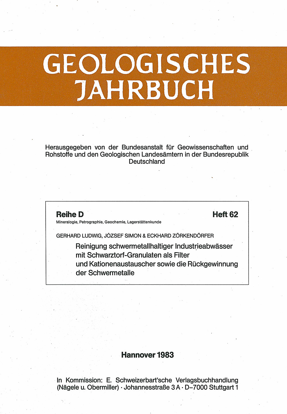 Image de couverture de: G. Ludwig; J. Simon; E. Zörkendörfer - Reinigung schwermetallhaltiger Industrieabwässer mit
Schwarztorf-Granulaten als Filter und Kationenaustauscher
sowie die Rückgewinnung der Schwermetalle 