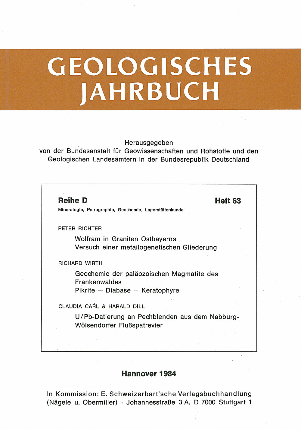 Cover image of:  - Geologisches Jahrbuch, Reihe D, Heft D63 