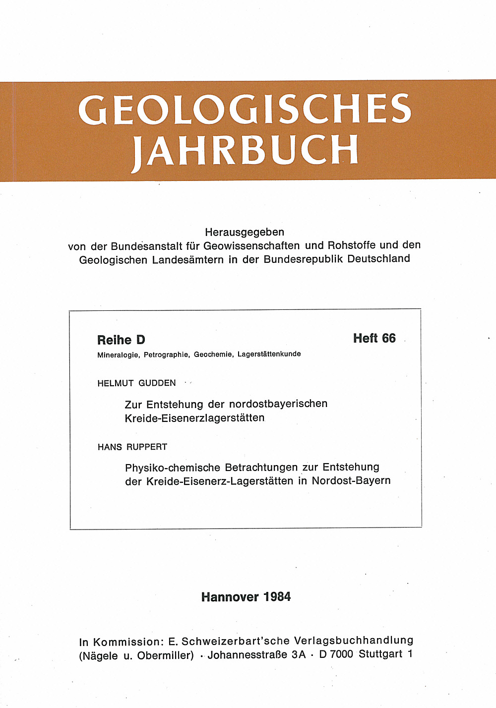 Umschlagbild des Buches:  - Geologisches Jahrbuch, Reihe D, Heft D66 