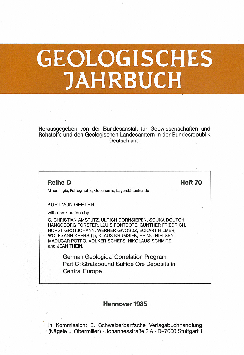 Cover image of: Kurt von Gehlen - Stratabound Sulfide Ore Deposits in Central Europe 