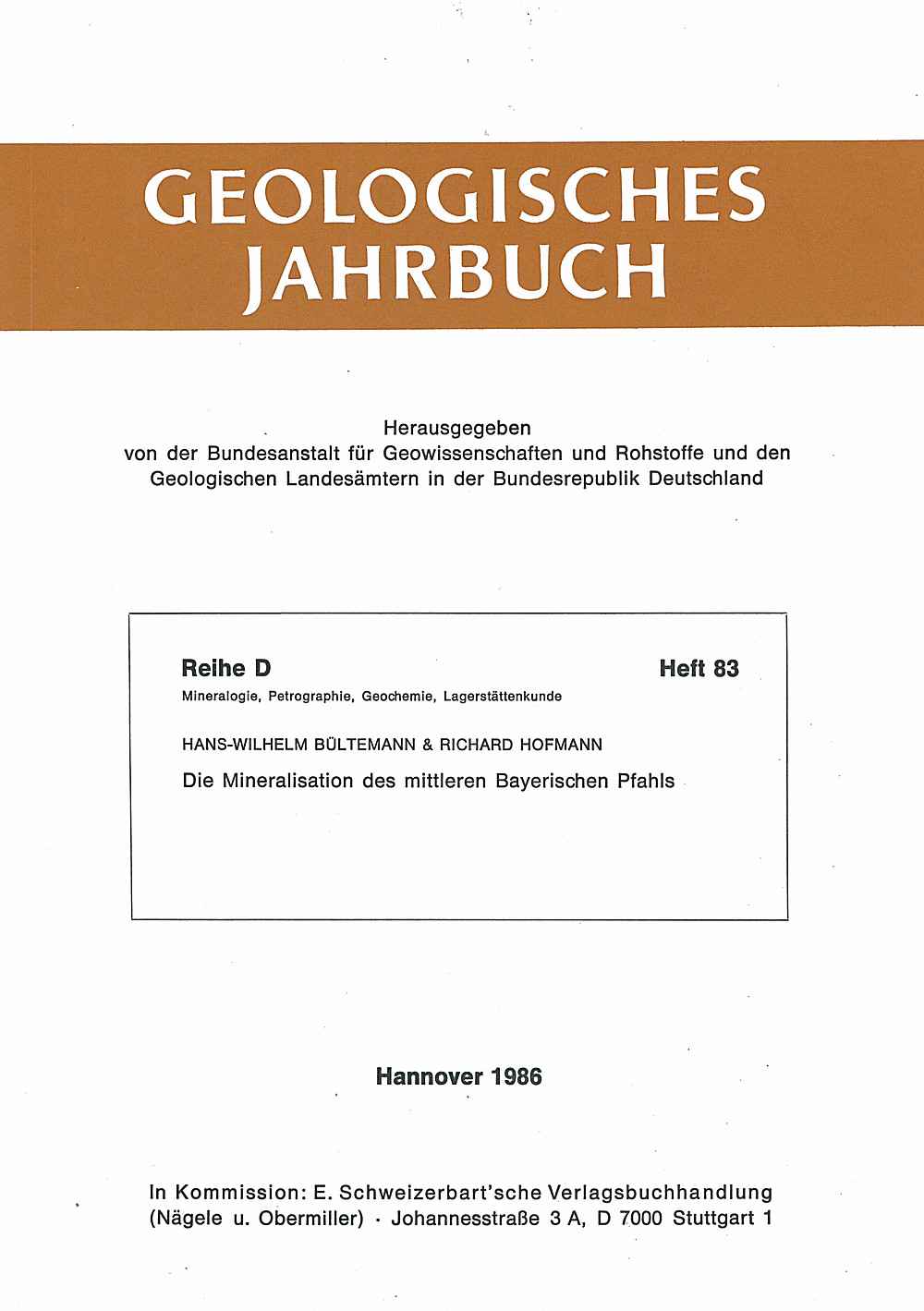 Image de couverture de: H.-W. Bültemann; R. Hofmann - Die Mineralisation des Bayrischen Pfahls 