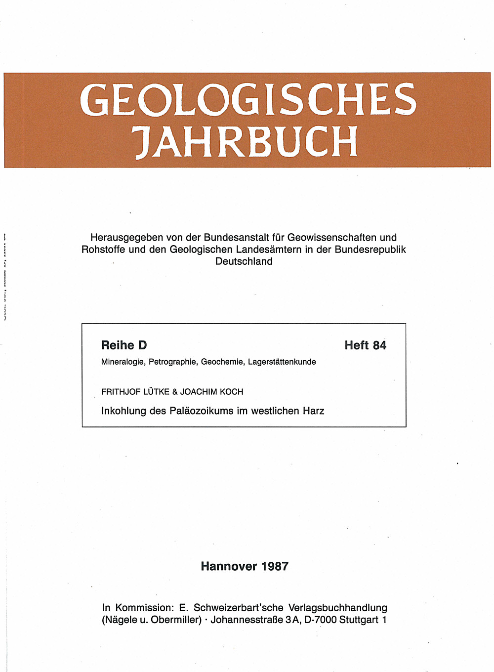 Cover image of: Frithjof Lütke; Joachim Koch - Inkohlung des Paläozoikums im westlichen Harz 
