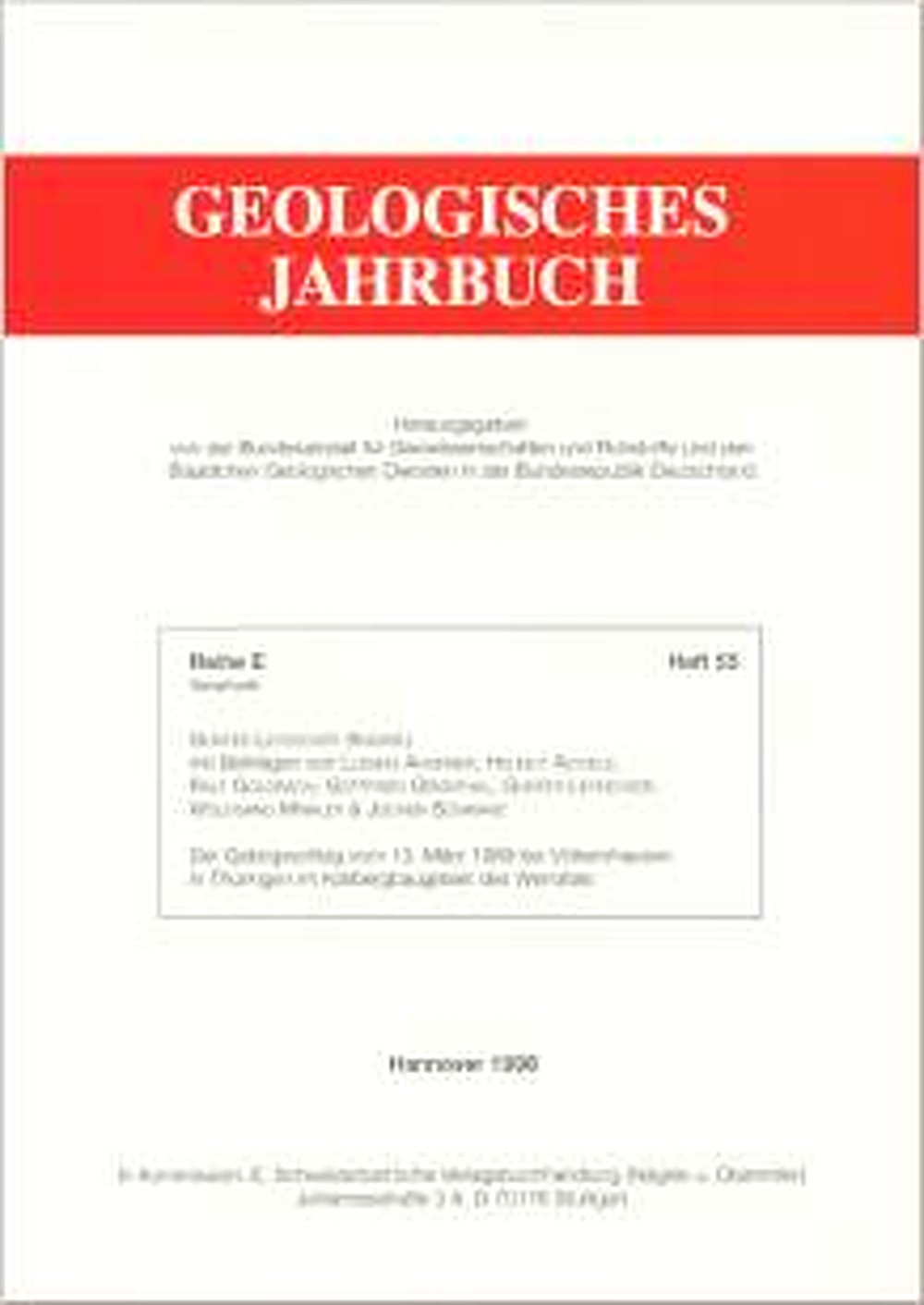 Cover image of:  - Der Gebirgsschlag vom 13. März 1989 bei Völkershausen in 
Thüringen im Kalibergbaugebiet des Werratals 