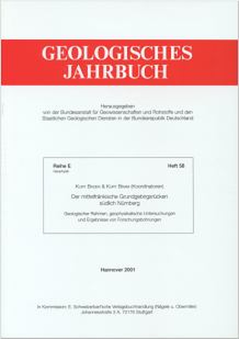 Cover image of:  - Der mittelfränkische Gebirgsrücken südlich Nürnberg Geologischer Rahmen, geophysikalische Untersuchungen und 
Ergebnisse von Forschungsbohrungen