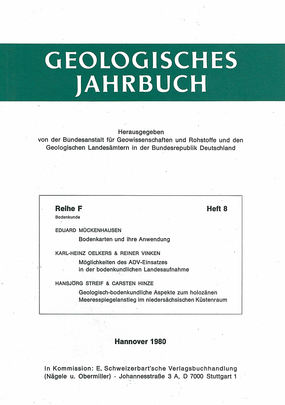 Umschlagbild des Buches:  - Geologisches Jahrbuch, Reihe F, Heft F8 