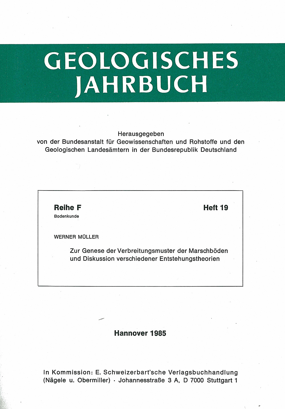 Cover image of: W. Müller - Zur Genese der Verbreitungsmuster der Marschböden
und Diskussion verschiedener Entstehungstheorien 