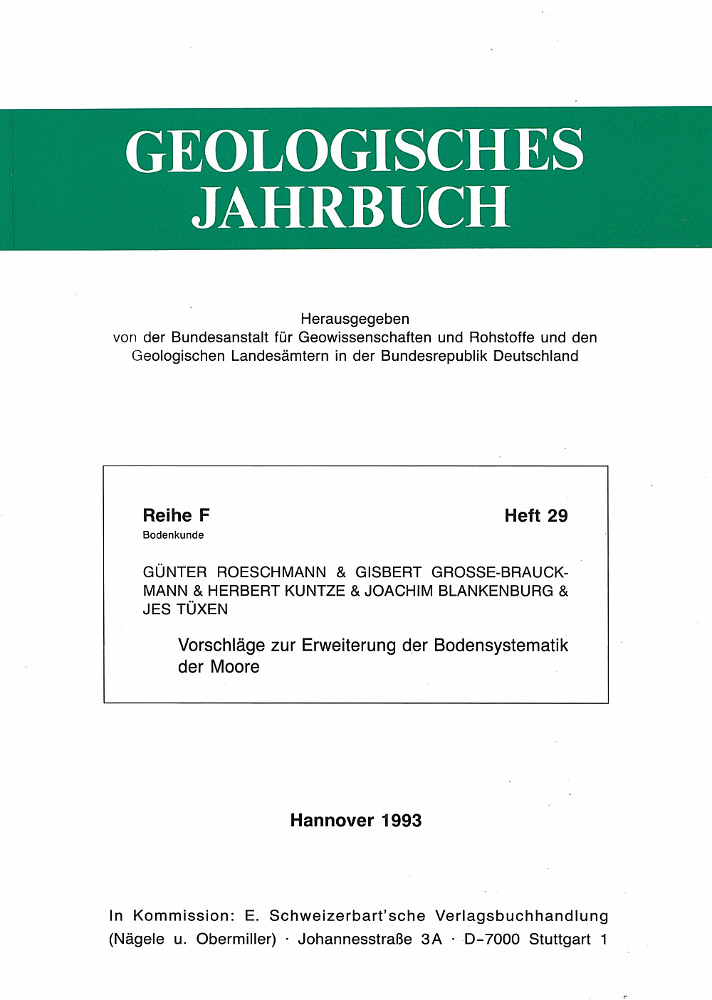 Umschlagbild des Buches:  - Vorschläge zur Erweiterung der Bodensystematik der Moore 